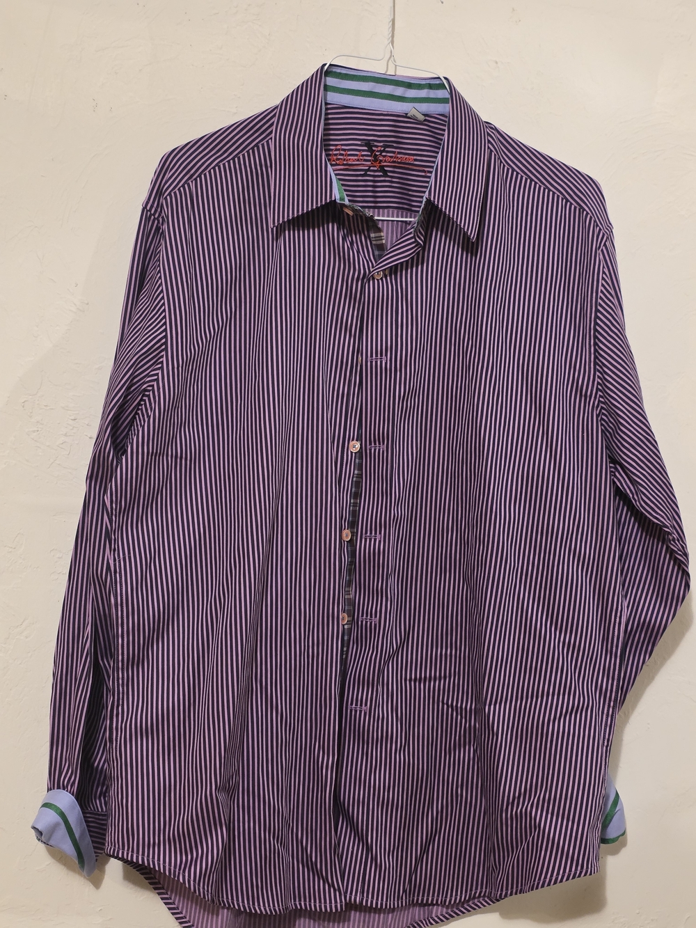 Robert Graham Purple and Black Striped Dress Shirt